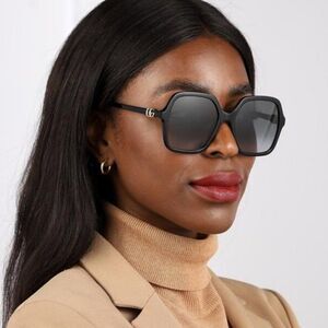 NEW GUCCI GG1072S 001 Black Gray Gradient Square Women Sunglasses